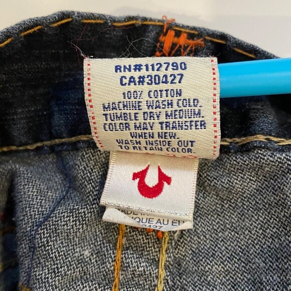 True Religion Brand men Jeans Billy Super T Size 36 Dark Wash Denim Straight Leg - Picture 8 of 14